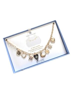House of Harlow 1960 Bag Charm Necklace Glass Stones Celestial Hearts Stars NEW